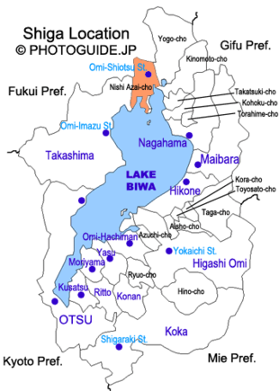 Map of Shiga with Nishi-Azai highlighted