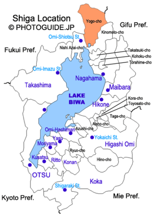 Map of Shiga with Yogo highlighted
